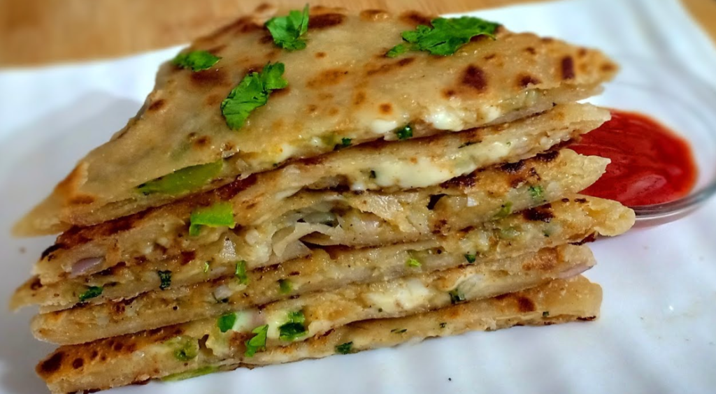 Spicy Chicken Cheese Paratha